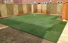A new turf lawn area completed on a development site at Scunthorpe, North Lincolnshire