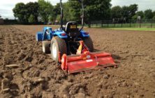 Lincoln Gardens Primary school, Scunthorpe. Rotovating the old sports field preparing for re-seeding