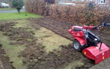 Scawby April 2012, rotovating up an old moss infested lawn preparing it for new turf